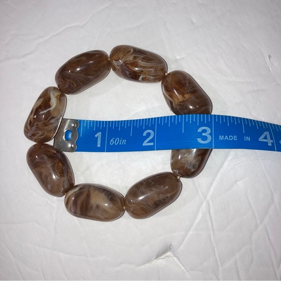 Purple and Tan Beaded Necklace with Tan Beaded Bracelet 32" - Picture 8 of 8